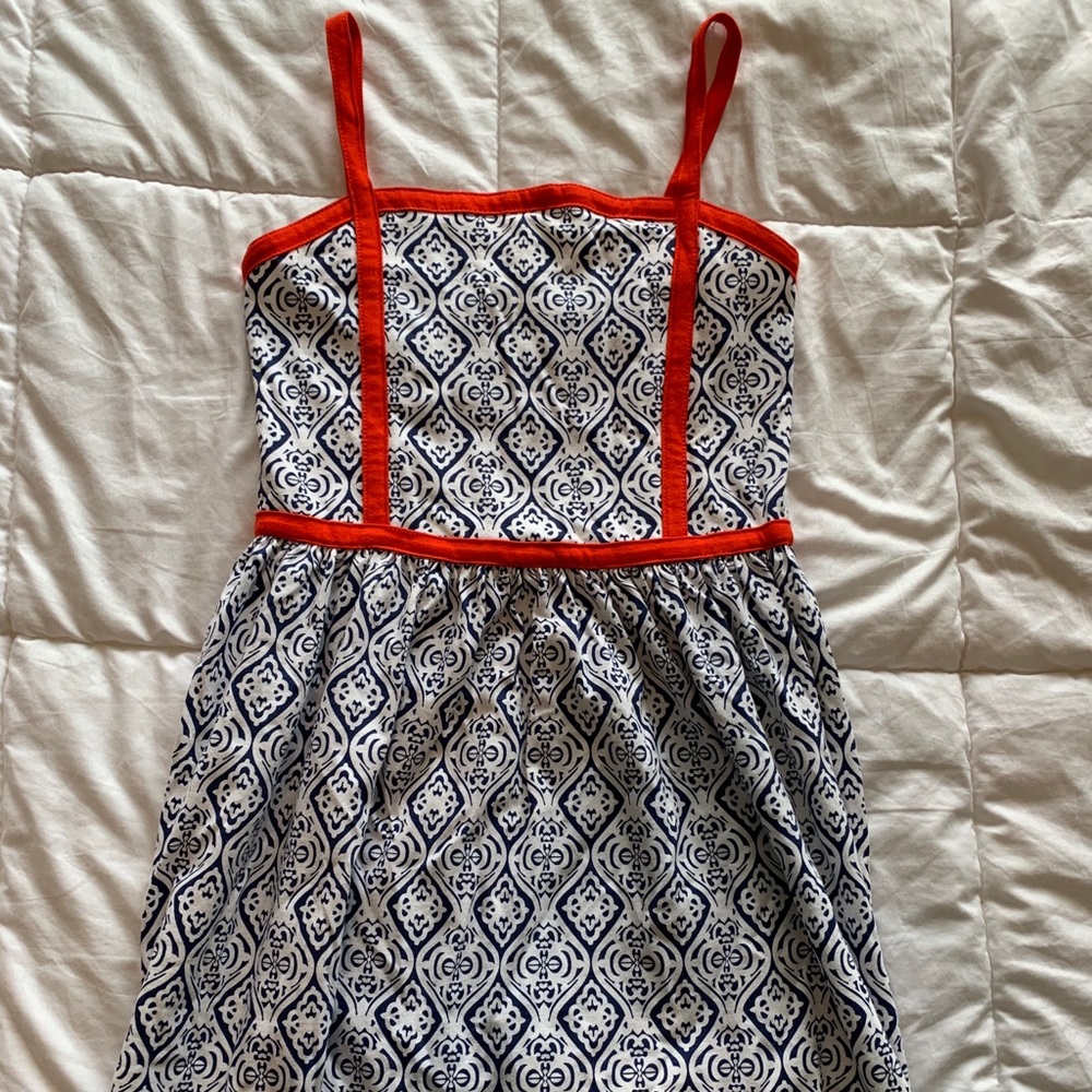 Nautica red and navy patterned mini dress